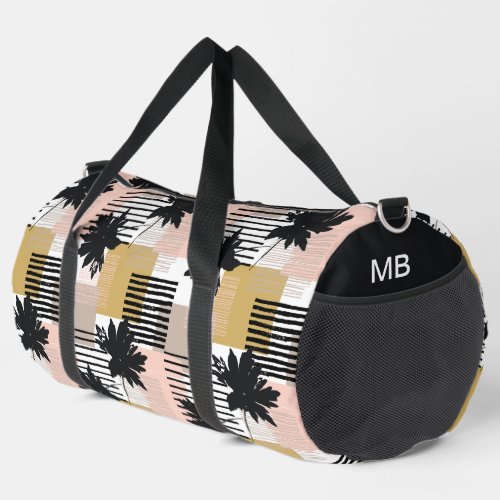 Monogram Modern Tropical Beach Abstract Pattern Duffle Bag