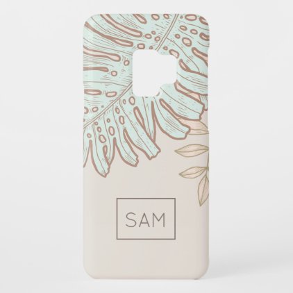 Monogram. Modern Tropical Palm Tree Leaves Case-Mate Samsung Galaxy S9 Case
