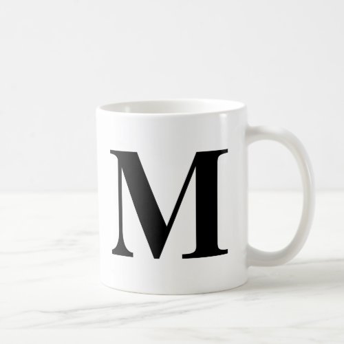 Monogram Modern Typography Black White Minimalist Coffee Mug