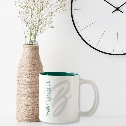 Monogram Modern Typography Bold Stylish Simple  Two_Tone Coffee Mug