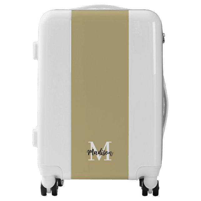 Monogram Modern White Black Tan Sand Luggage (Front)