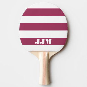 Monogram Modern White, Sangria Pink Stripe Ping-Pong Paddle