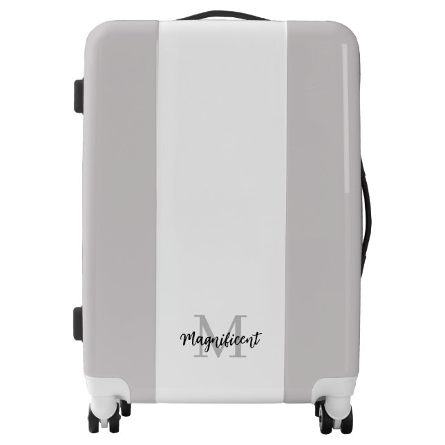 Monogram Modern White Silver Black Luggage (Front)