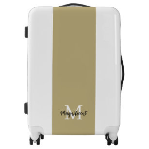 Monogram Modern White Tan Black Sand Luggage
