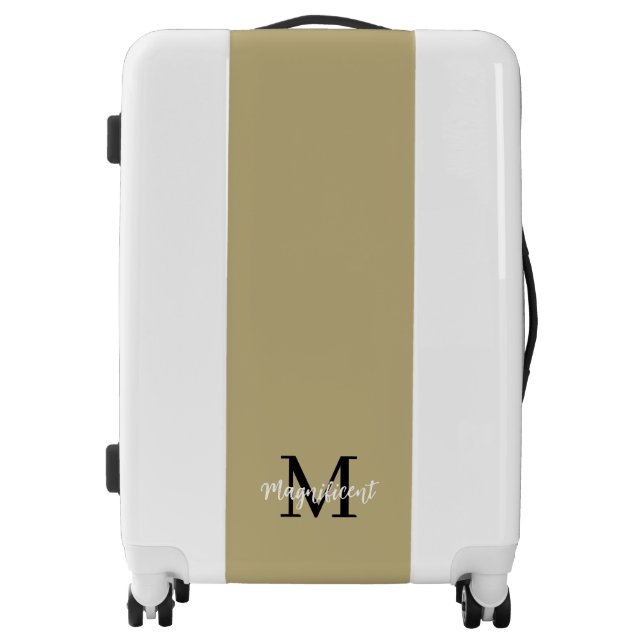 Monogram Modern White Tan Black Sand Luggage (Front)