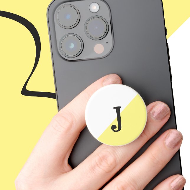 Monogram Modern Yellow Custom PopSocket (Creator Uploaded)
