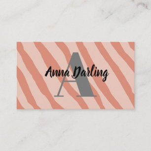 Monogram Modern Zebra Print Business Card