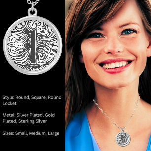 Monogram Monarchia Letter I Gothic Initial  Silver Plated Necklace