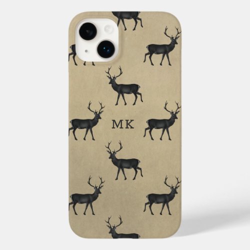 Monogram Monogrammed Deer Stag Rustic Pattern Case_Mate iPhone 14 Plus Case