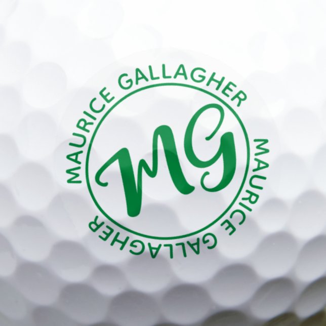 Monogram Monogrammed Name kelly-green Golf Balls (Creator Uploaded)