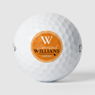 Monogram Monogrammed orange-color Golf Balls