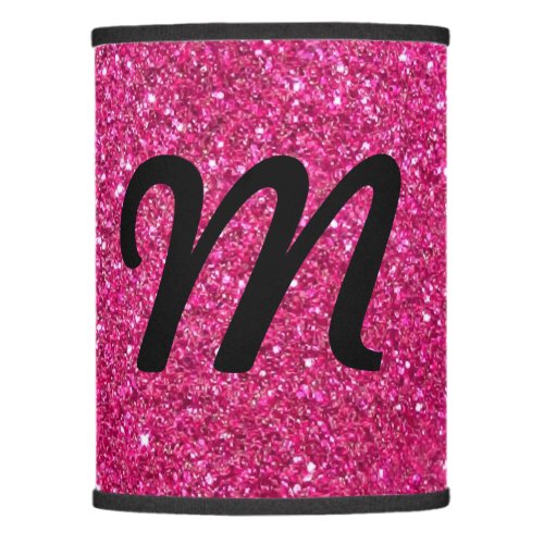 Monogram Monogrammed Pink Faux Glitter Lamp Shade