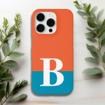 Monogram Monogrammed Simple Modern Orange Blue iPhone 16 Pro Case<br><div class="desc">Monogram Monogrammed Simple Modern Orange Blue Phone 16 Pro Case features your custom personalized initial on an orange and blue colorblock background. Personalize by editing the text in the text box provided. Font and font color can be changed by personalizing. Perfect as a gift for him or her for birthday,...</div>