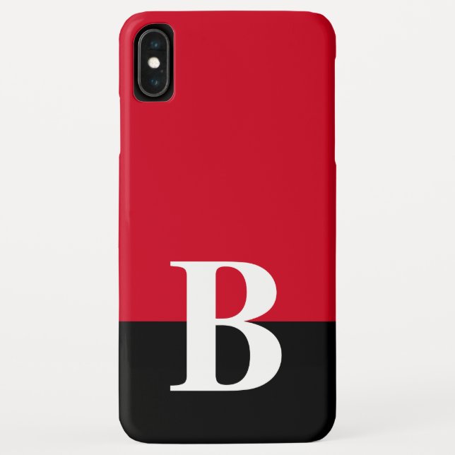 Monogram Monogrammed Simple Modern Red Black Case-Mate iPhone Case (Back)