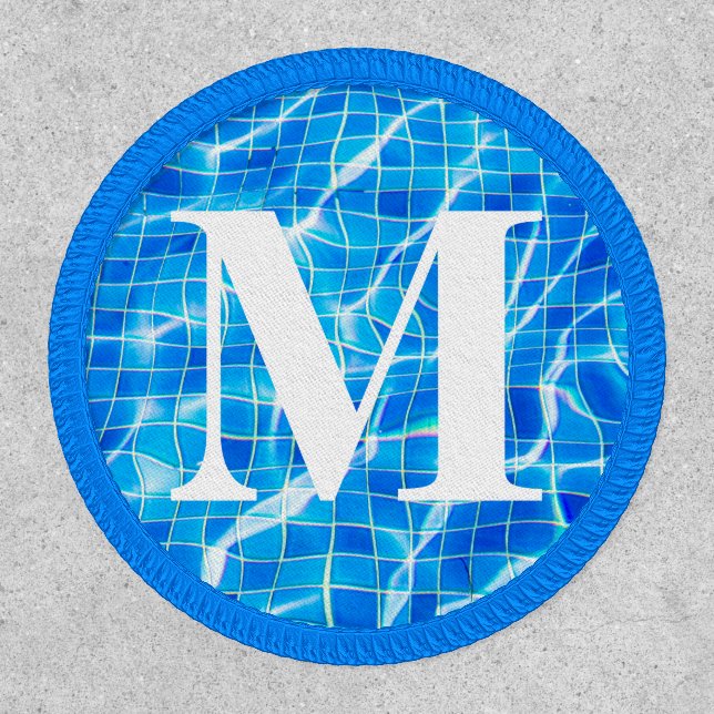 Monogram Monogrammed Swimming Blue Pool Aquatic Patch (Front)