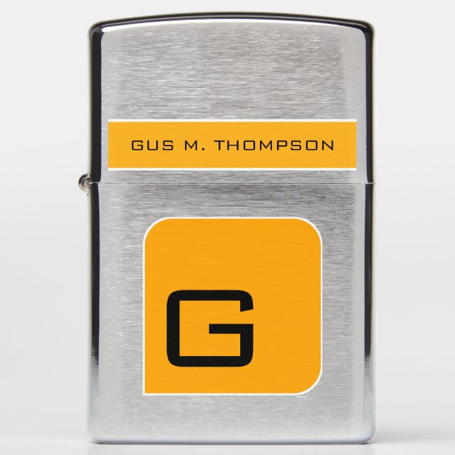Monogram / Monogrammed Yellow Logo Zippo Lighter (Front)