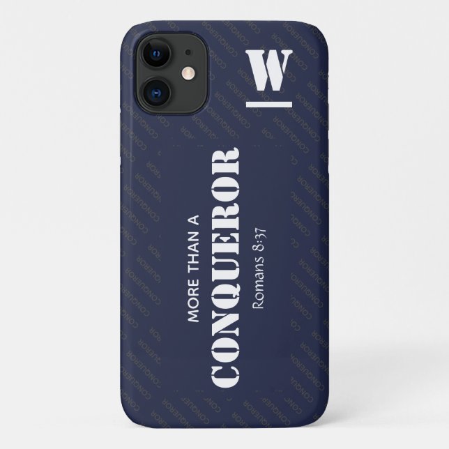 Monogram MORE THAN A CONQUEROR Christian Case-Mate iPhone Case (Back)