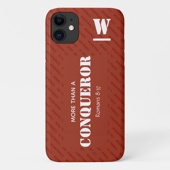 Monogram MORE THAN A CONQUEROR Christian RED Case-Mate iPhone Case (Back)