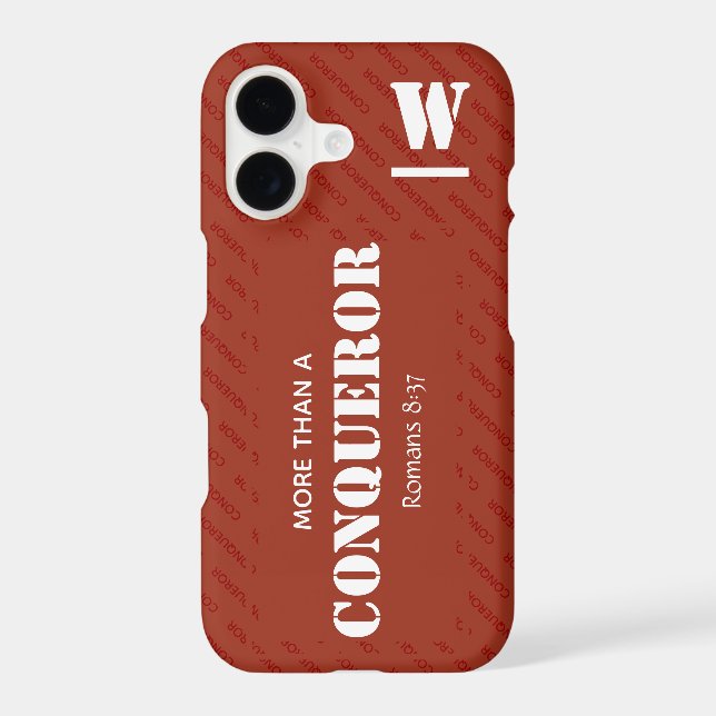 Monogram MORE THAN A CONQUEROR Christian RED Case-Mate iPhone Case (Back)