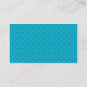MONOGRAM morrocan tile pattern turquoise blue grey Business Card (Back)