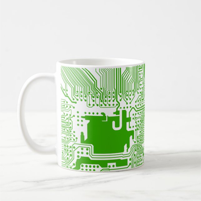 monogram motherboard computer circuit mug - green (Left)