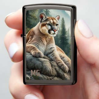 Monogram Mountain Lion Zippo Lighter