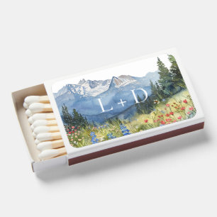 Monogram Mountain Wildflower Wedding Matchboxes