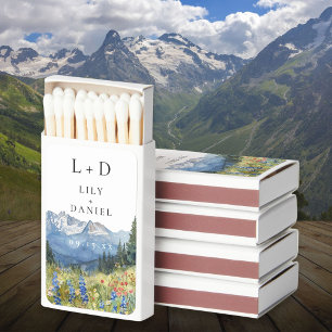 Monogram Mountain Wildflower Wedding Matchboxes