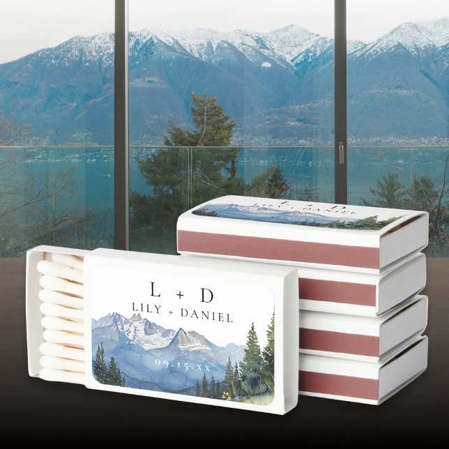Monogram Mountain Wildflower Wedding Matchboxes (Monogram Mountain Wildflower Wedding Matchboxes)