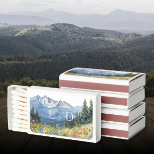 Monogram Mountain Wildflower Wedding Matchboxes