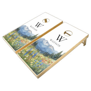 Monogram Mountain Wildflowers Floral Cornhole Set