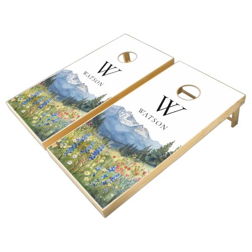 Monogram Mountain Wildflowers Floral Cornhole Set