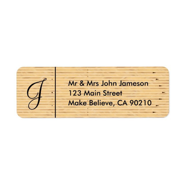 Monogram Mr & Mrs Bowling Lane Address Template Label (Front)