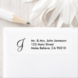 Monogram Mr & Mrs Envelope Address Label Template | Zazzle