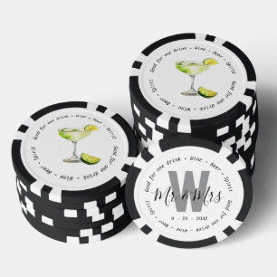 Monogram Mr Mrs Margarita Drink Voucher Wedding Poker Chips