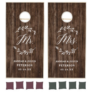 Monogram Mr & Mrs Wedding Reception Party Cornhole Set