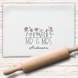 Monogram Mr & Mrs Wildflowers Newlyweds Kitchen Towel<br><div class="desc">A personalized gift for the newlyweds</div>