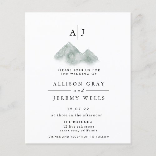 Monogram Mt Wedding Invitation  Budget Flyer