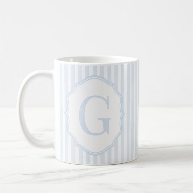 Monogram Mug Letter G, Blue Striped (Left)