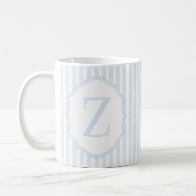 Monogram Mug Letter Z, Blue Striped (Left)