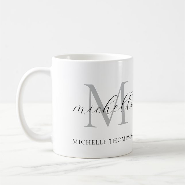Monogram Mug with Initial and Name, Simple  (Left)