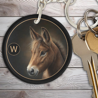 Monogram Mule Equine Portrait Template Keychain