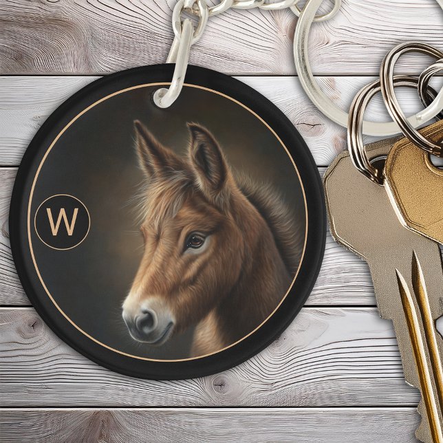 Monogram Mule Equine Portrait Template Keychain (Monogram Mule Equine Portrait Template Keychain)