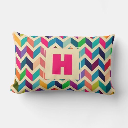 Monogram Multi_color Chevron  Throw Cushion