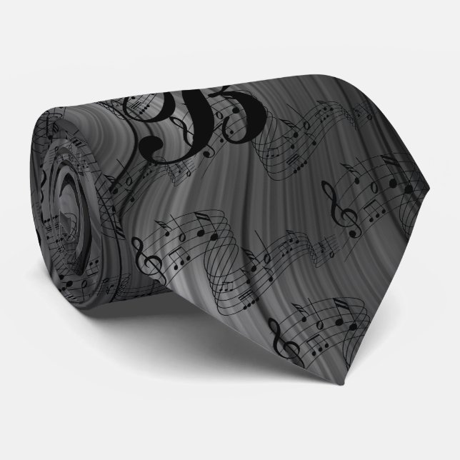 MONOGRAM  MULTI-MUSIC NOTES NECK TIE (Rolled)