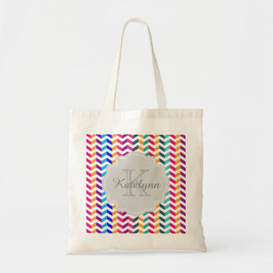 Monogram Multicolor Chevron Zigzag Custom Tote Bag