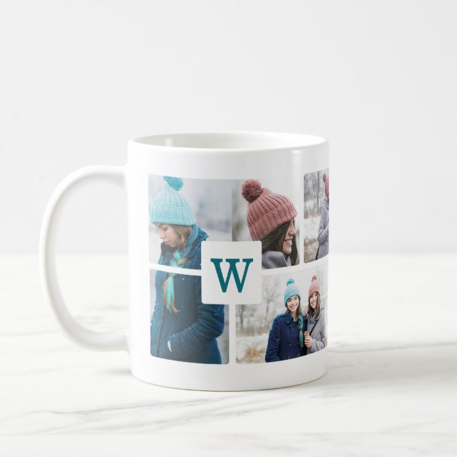 Monogram Multiple Photo Collage Photo Layout Coffee Mug