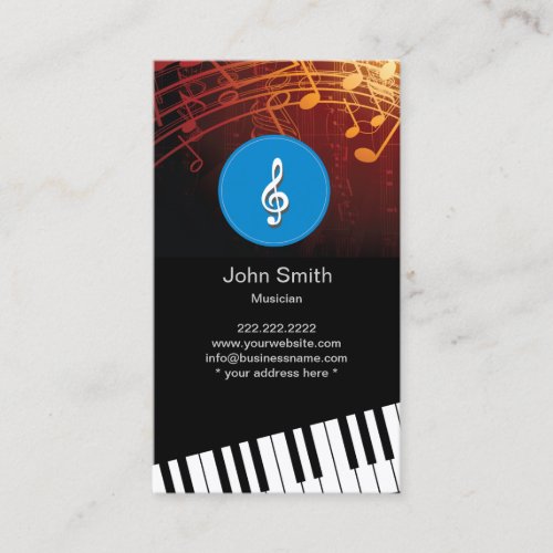 Monogram Music Symbols Piano Keys Musical Business Card