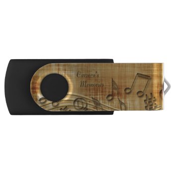Monogram Musical Notes Usb Swivel Flash Drive by Shopia at Zazzle