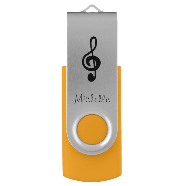 Monogram Musical Table Clef Flash Drive (Back (Vertical))